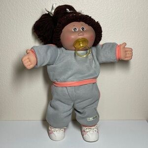 Cabbage Patch Kids Gray and Pink Doll with Pacifier